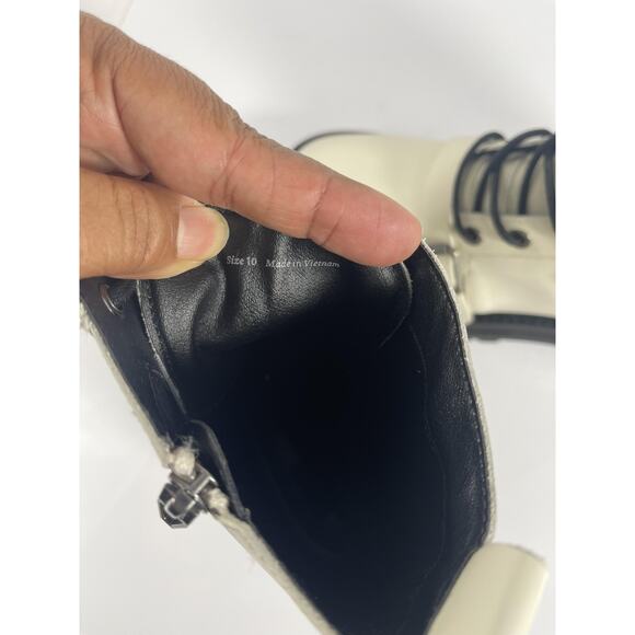 Dolce Vita Ronson Boots Women's Size 10 Off White Leather Combat Lug Sole Zip - Picture 7 of 11